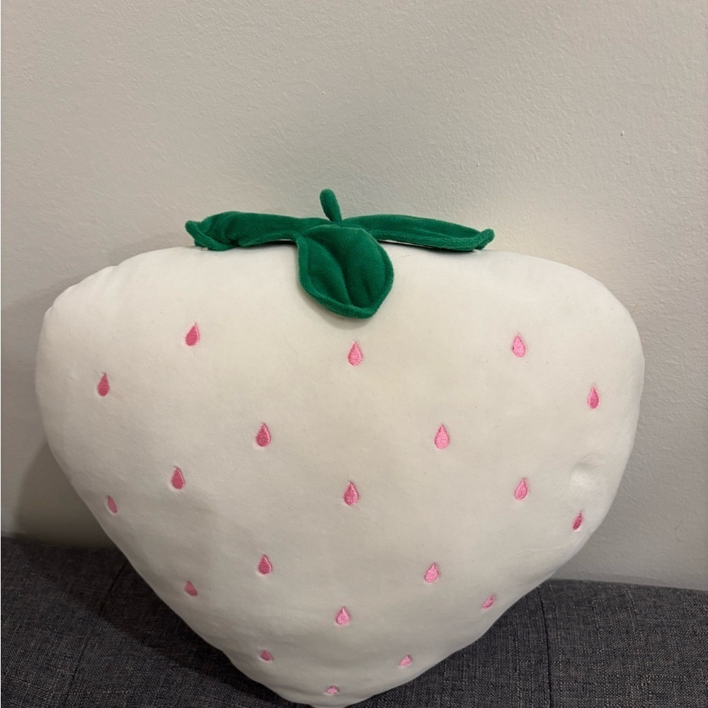 Strawberry Shaped Plush Pillow - White, Pink, green